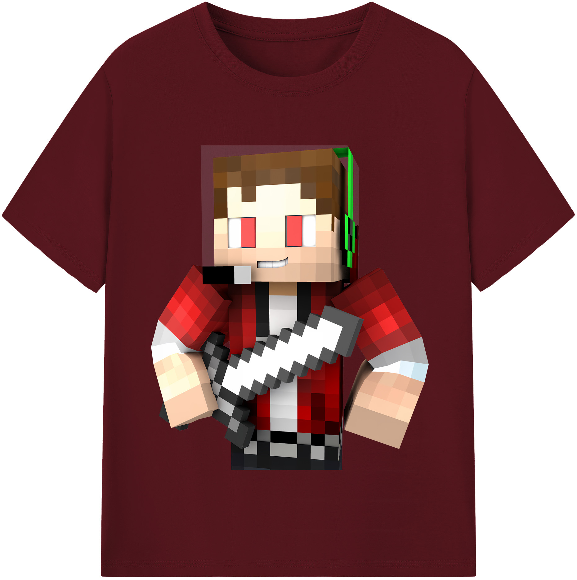 （画像用） マインクラフト ブロックの世界 Minecraft MC Block world 綿100％半袖Tシャツ（フロントプリント）